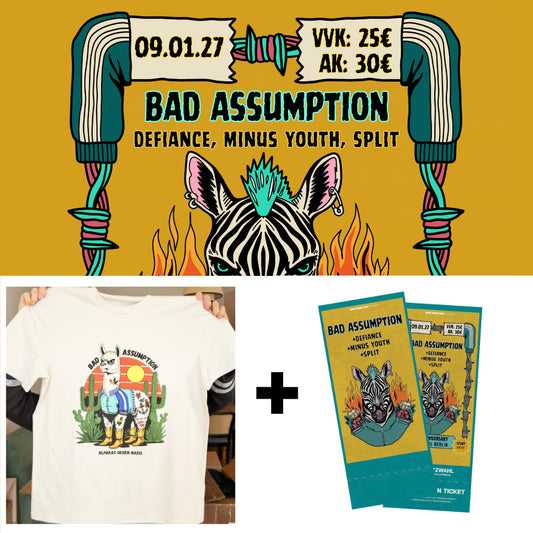 Bad Assumption - Alpakas gg Nazis Shirt & Ticket-Bundle
